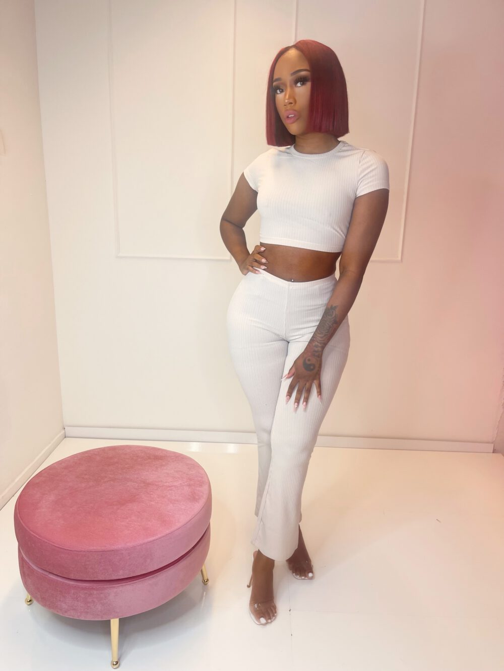 Ribbed 2piece nude